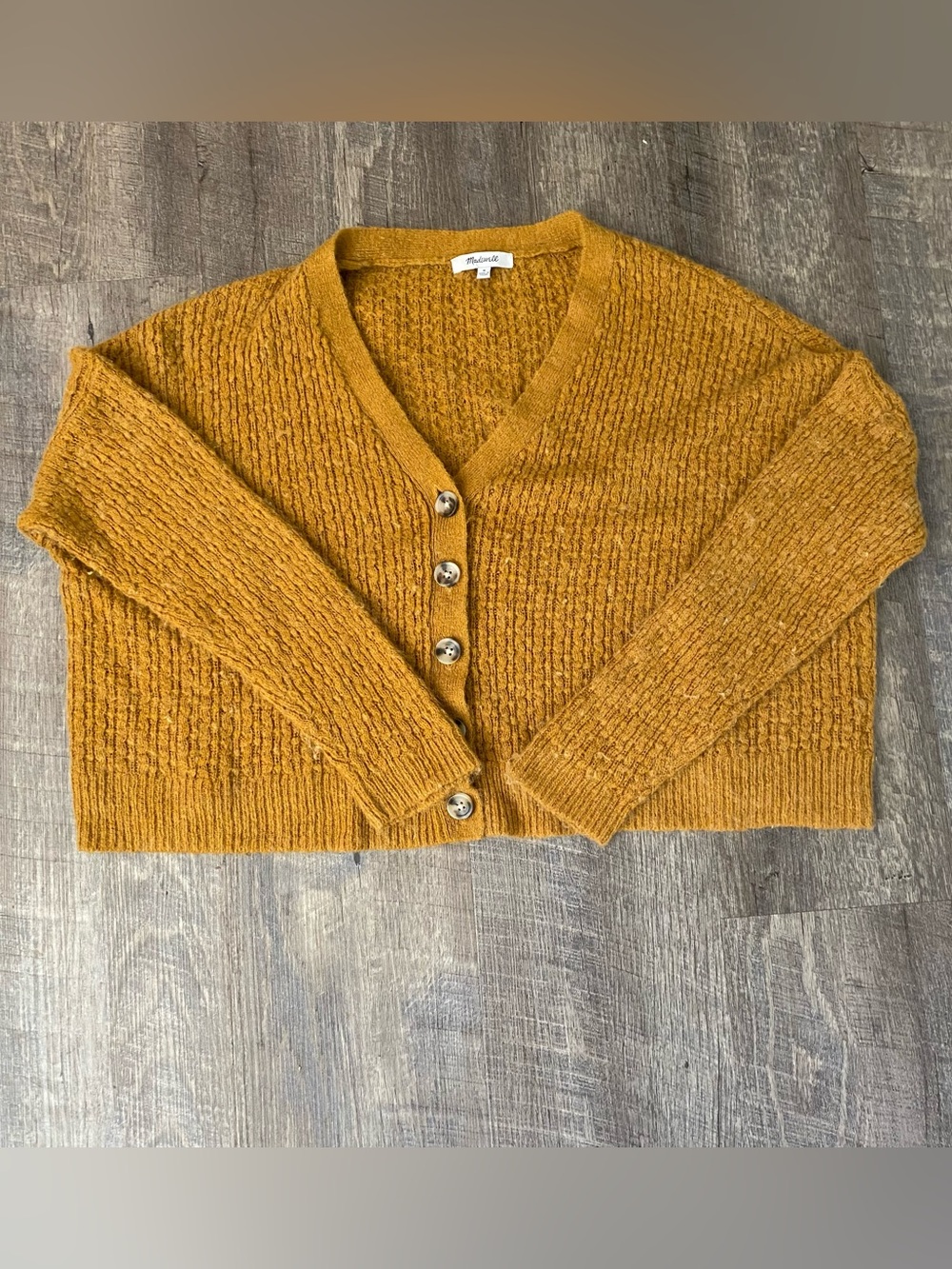 Madewell Knit Golden Mustard V-Neck Button Cardigan